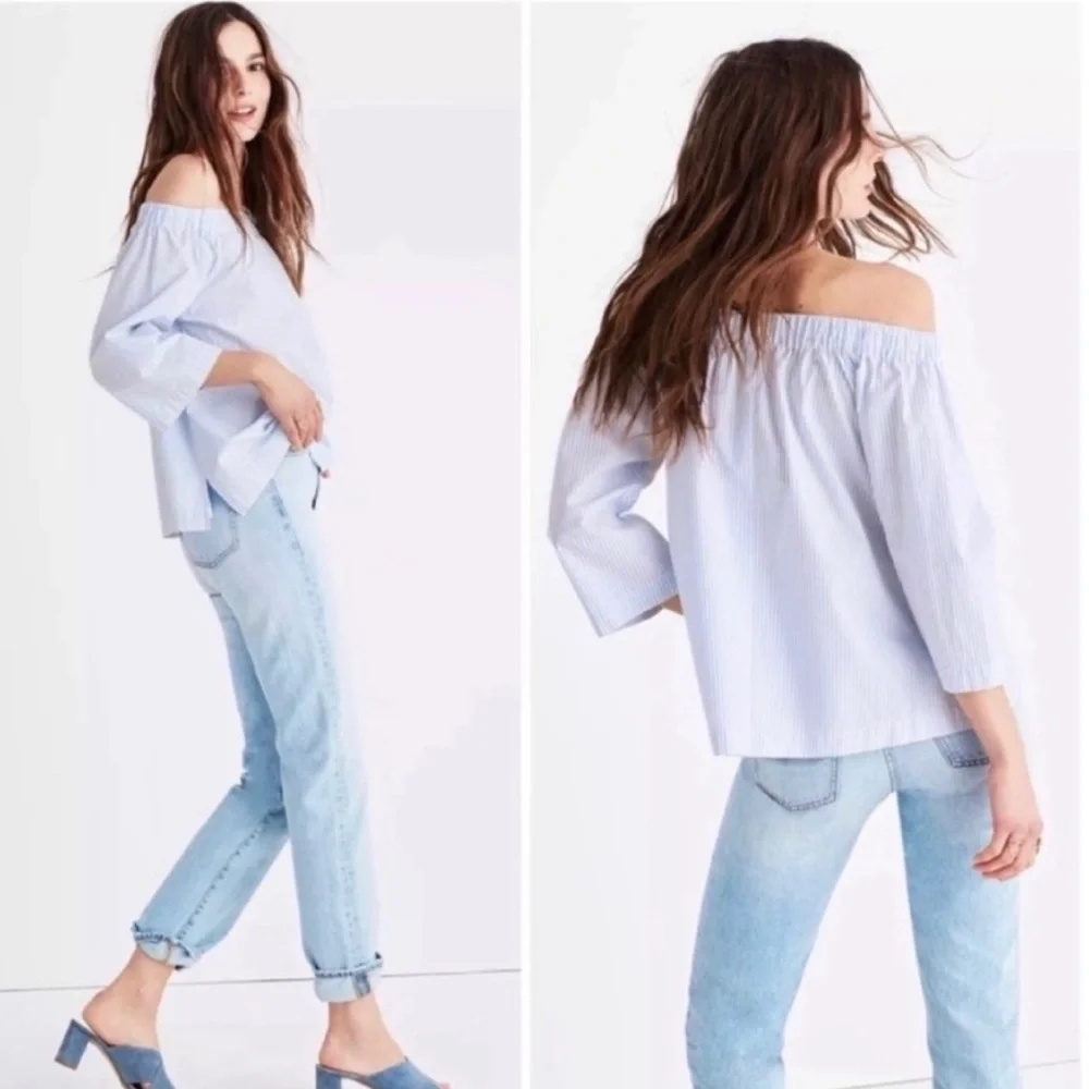 🌸MADEWELL* Off The Shoulder Stripe Blouse - Picture 2 of 7
